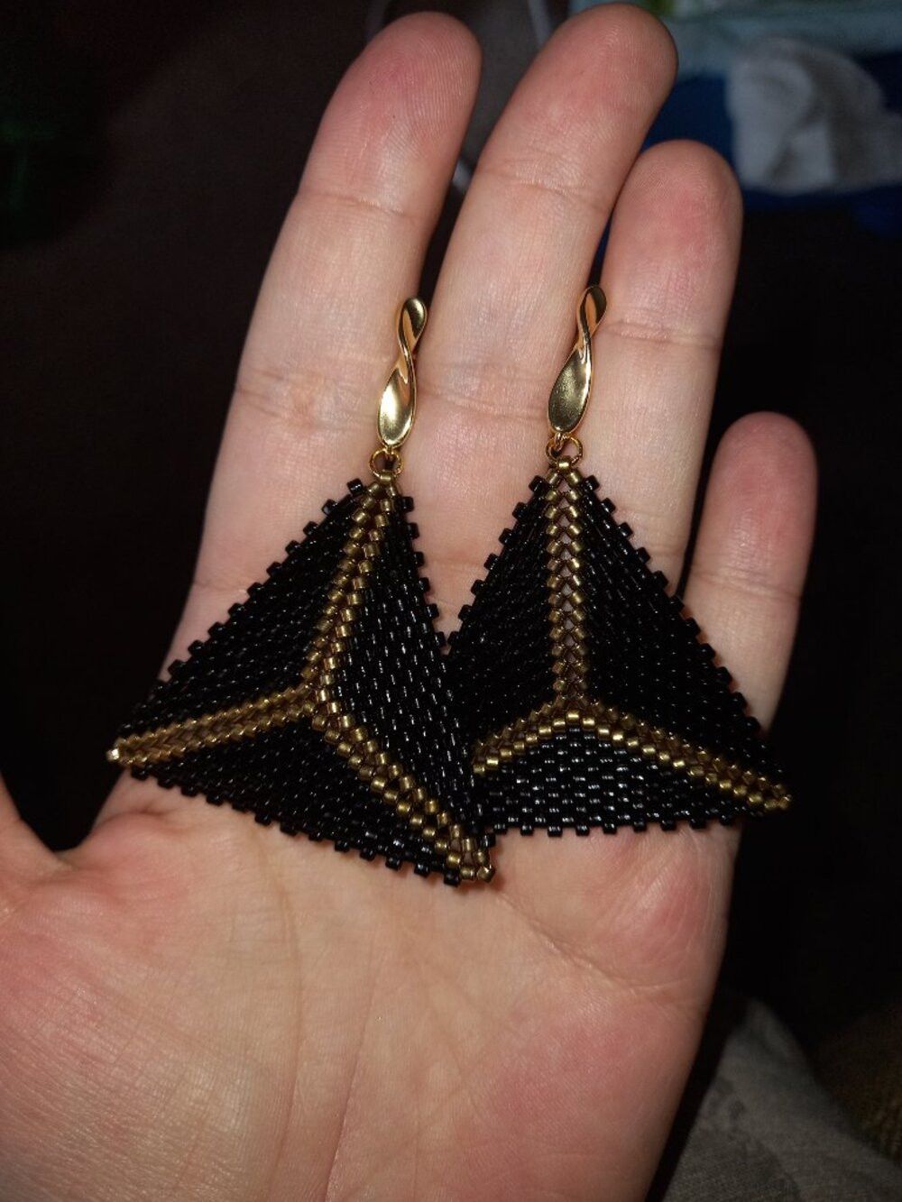 18K golden-plated  Bold Elegance – Handwoven Triangle Earrings