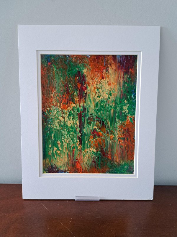 Forest Acrylic Abstract Painting in White Mat