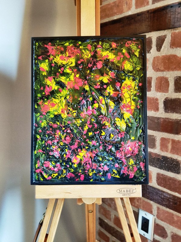Glass Mystery Garden Acrylic Painting on Wood Framed Panel