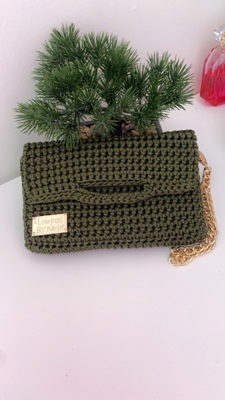 Looped,crochet wallet creation with gorgeous gold accents