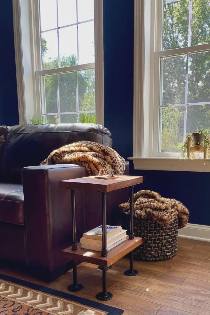 Handmade Rustic Wood End Table: Farmhouse Decor, Customizable Height
