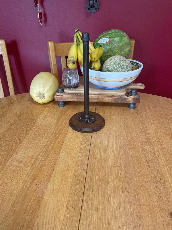 Hand Stained Industrial Paper Towel Holder: Retro Kitchen Decor