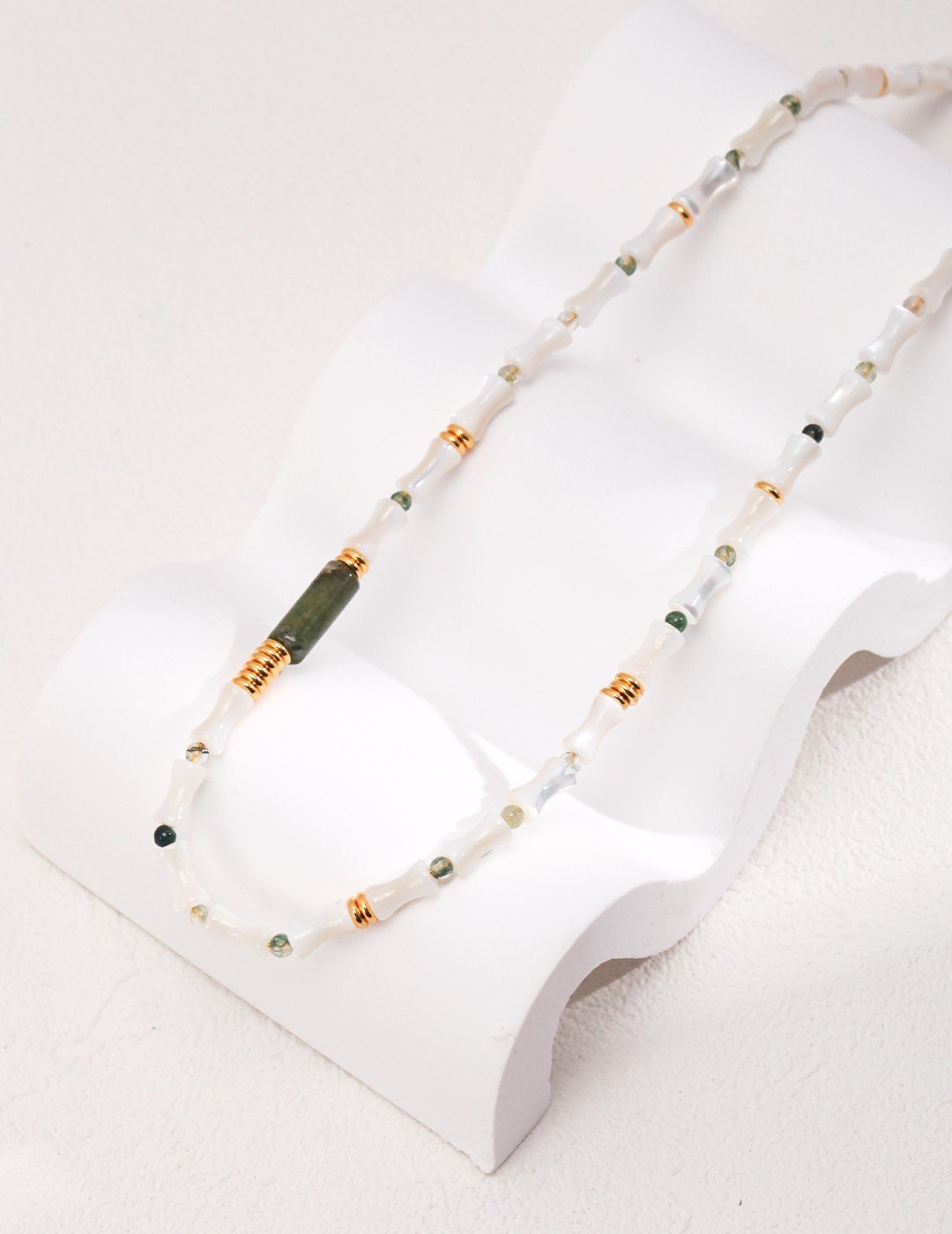 Mother-Of-Pearl Bamboo Beaded Necklace