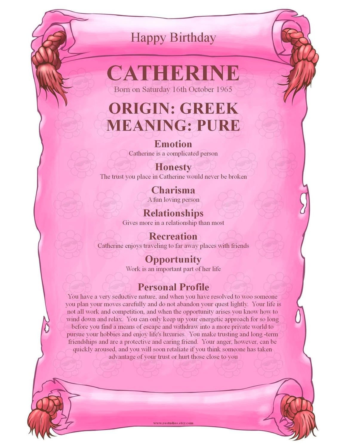 Origin and Meaning of a First Name - Gift Scroll