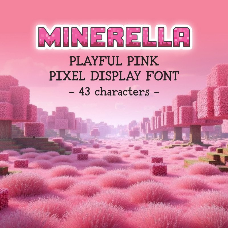 MINERELLA – Playful Pink Pixel Display OTF Font