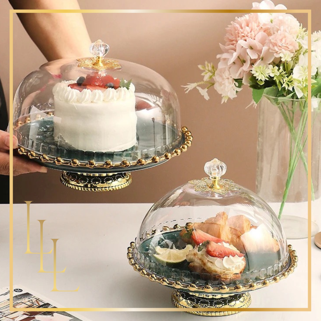 Nordic Cake and Dessert Plate with Lid - Green