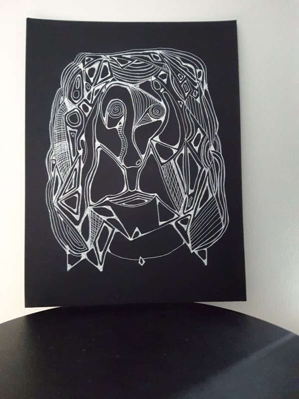 Facing Abstract Black and White Sketch