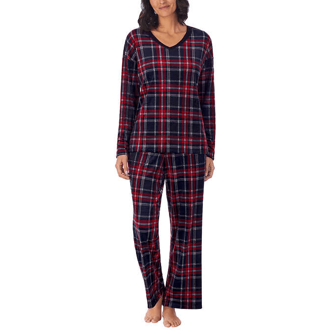 Nautica Women's Silky Fleece Pyjama Set Dark Red