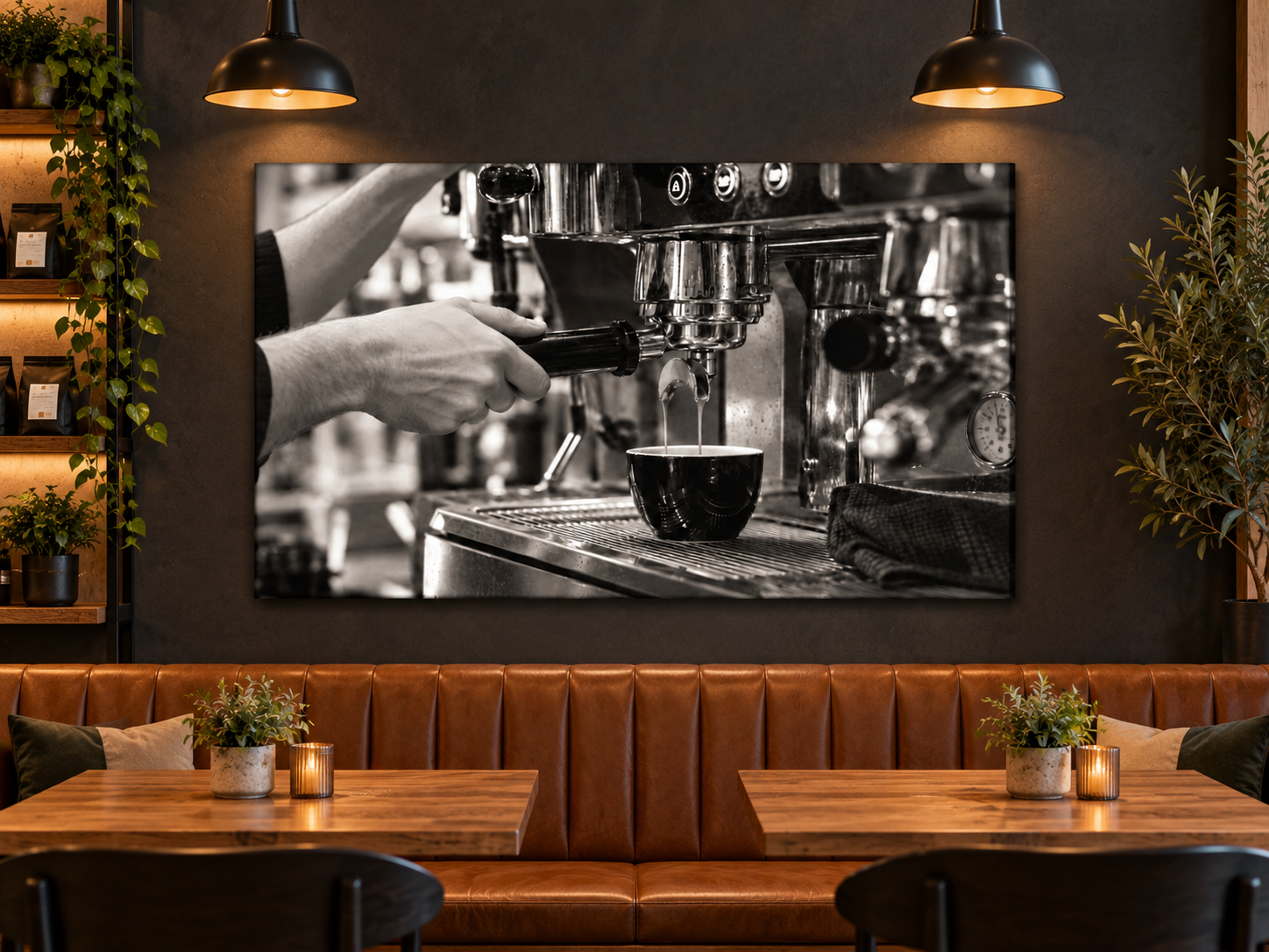 Barista Wall Art Black White Cafe Photography Espresso Machine Print Restaurant Decor Commercial Kitchen Coffee Shop Design Gift Men Office