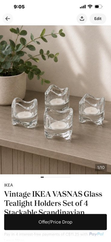 Vintage IKEA VASNAS Glass Tealight Holders Set of 4 Stackable Scandinavian Design