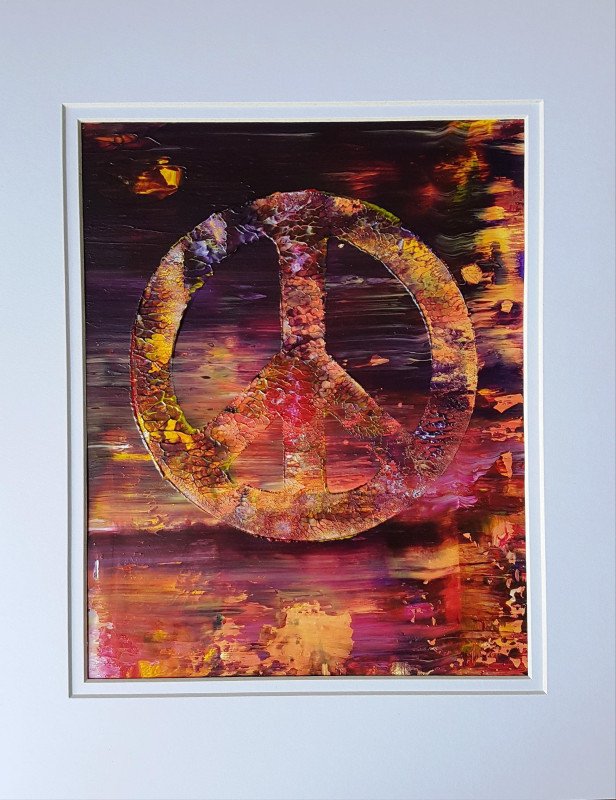 Urban Peace Abstract Acrylic Original Painting, Art Gift, Mat included