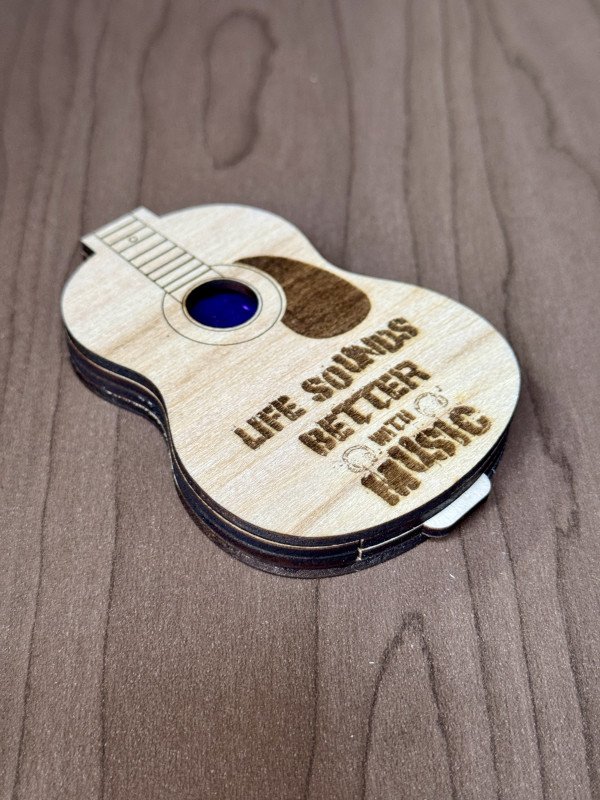 Guitar Pick Holder (Acoustic) "Life Sounds Better with Music"
