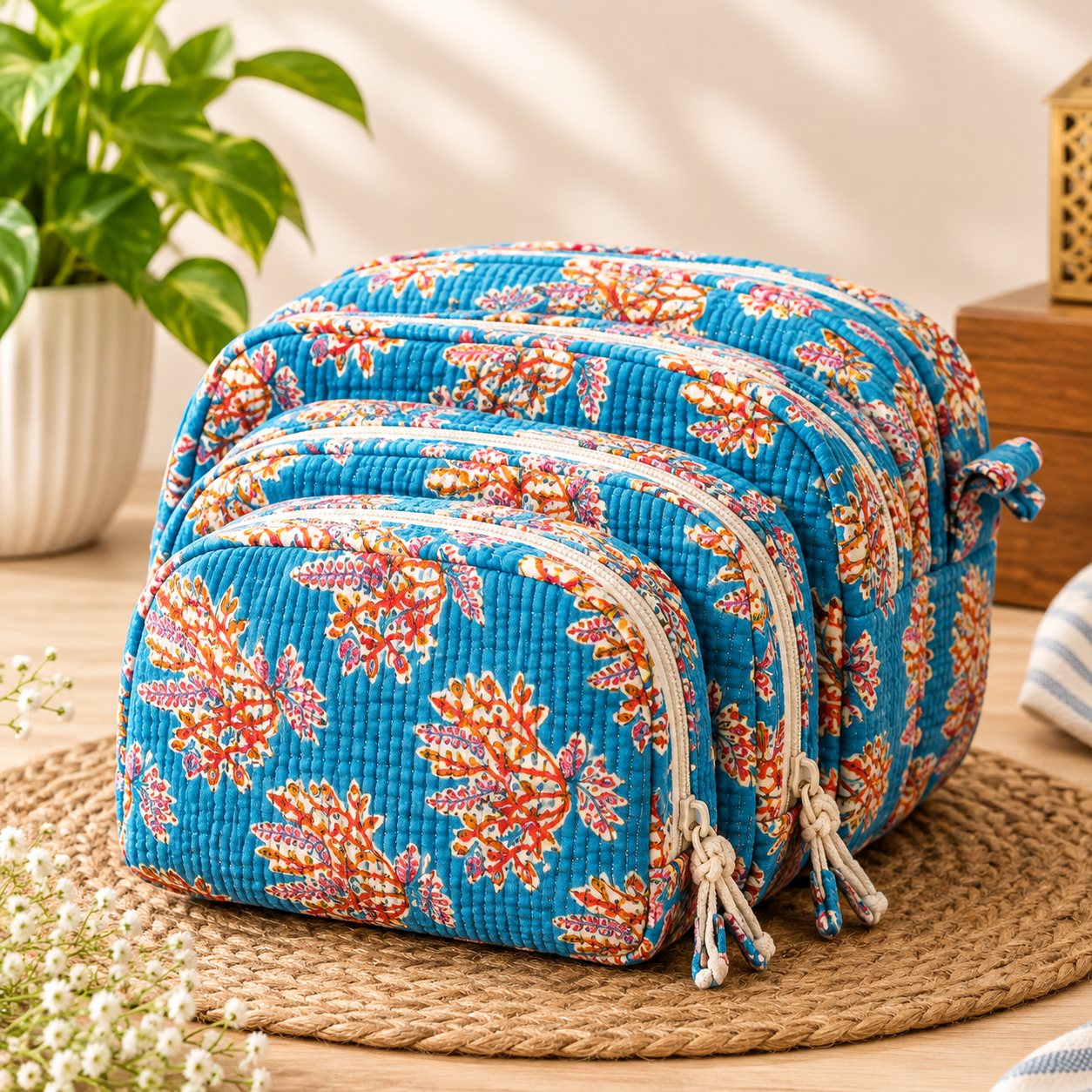 Ladies Toiletries bag 3 piece set multi colour, waterproof