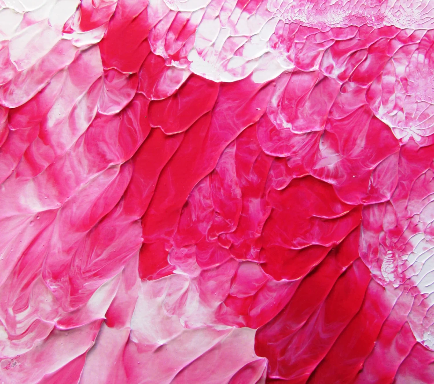 Pink floral abstract Acrylic Original Painting by Ryan O'Neill Fine Art in White Mat
