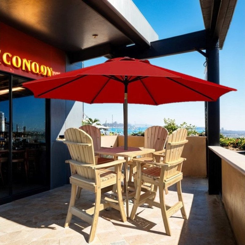 Poly-Luxe Recycled Plastic Bar Height Bistro Set for 4 with 30" Pedestal Table