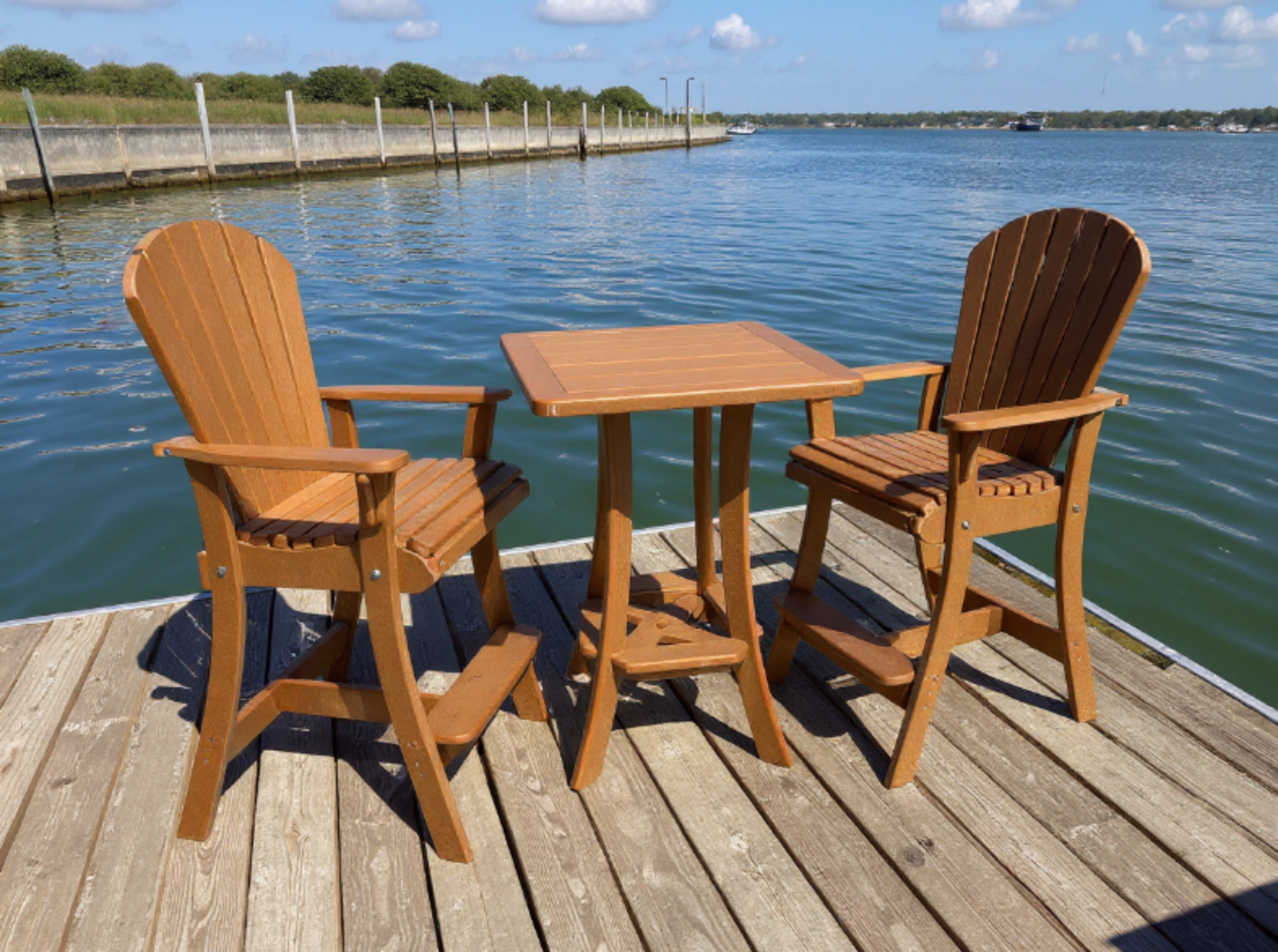 Poly-Luxe Recycled Plastic Bar Height Bistro Set for 2 with 30" Pedestal Table