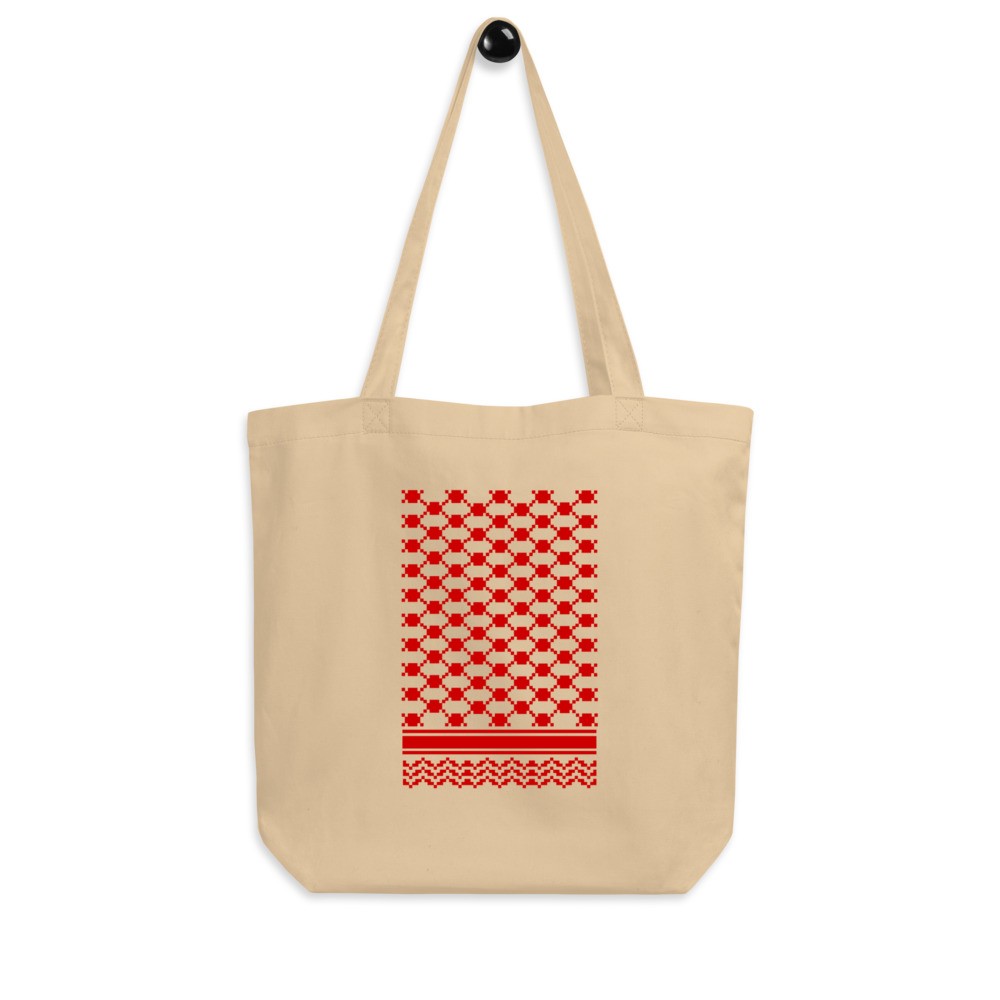 Red Keffiyeh (kufiya) Eco Black Tote Bag