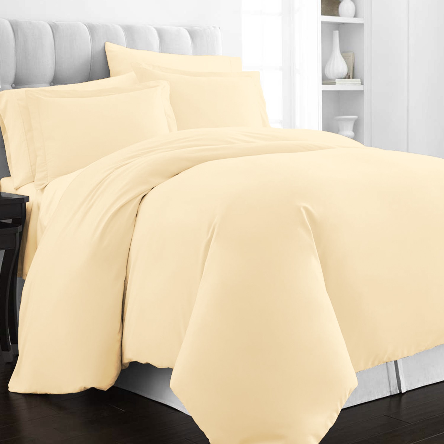 Pizuna 400 Thread Count Cotton Duvet Cover Set-Ecru-Twin-Twin XL
