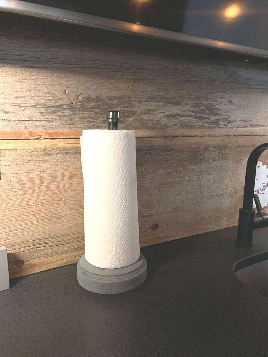 Wall Mount Paper Towel Holder with Shelf: Rustic Kitchen Decor