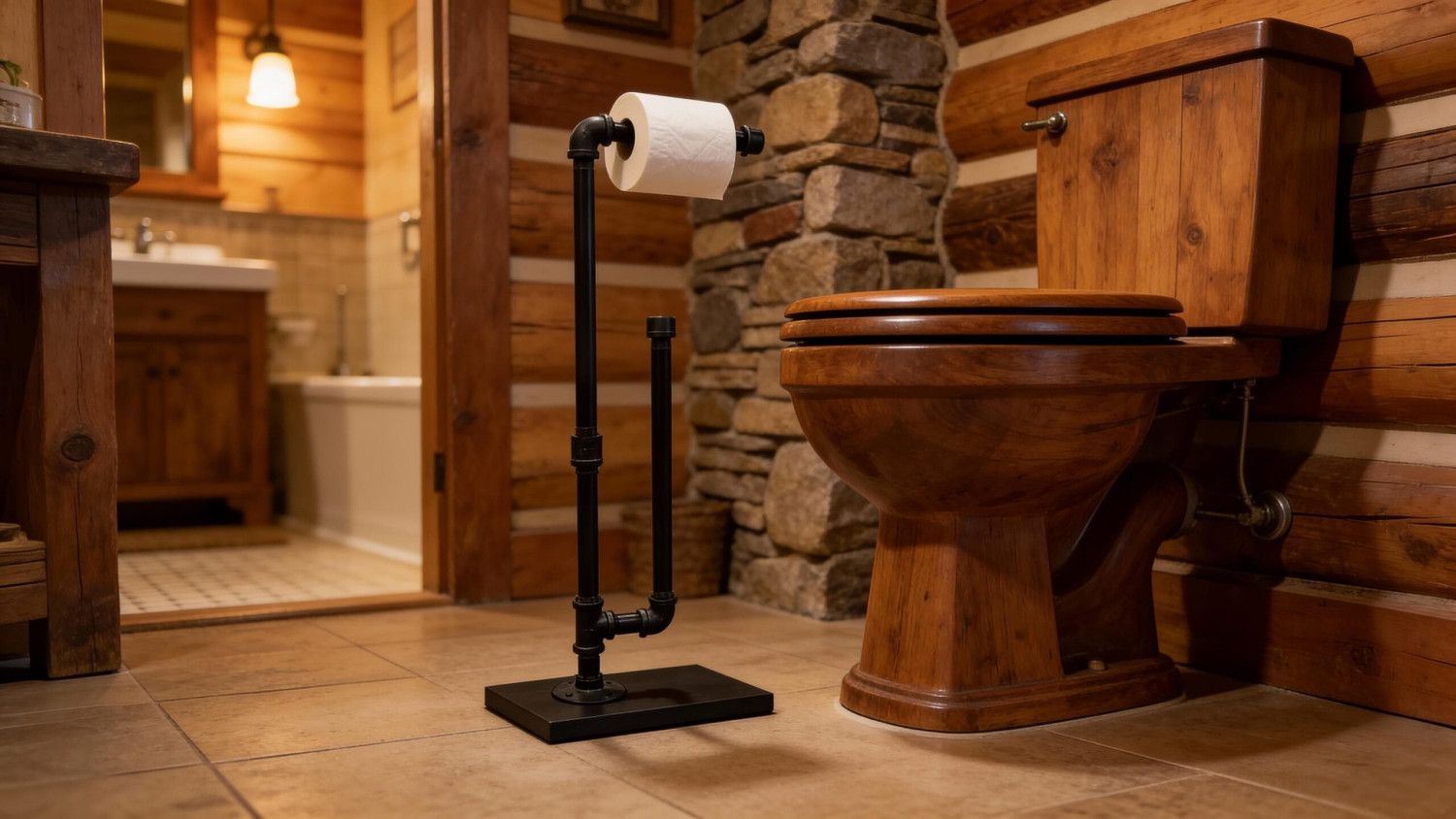 Industrial Toilet Paper Stand: Freestanding 3-4 Roll Holder