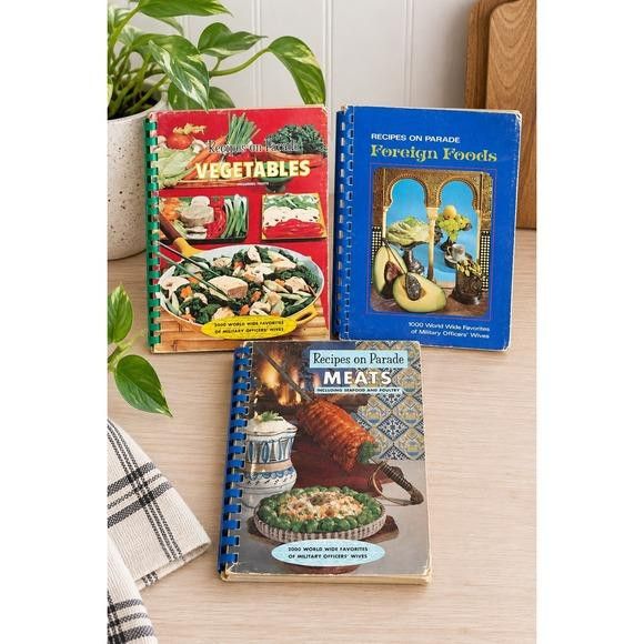 1964 Recipes on Parade Cookbooks Lot 3 Military Wives Kennedy Nixon Johnson MCM