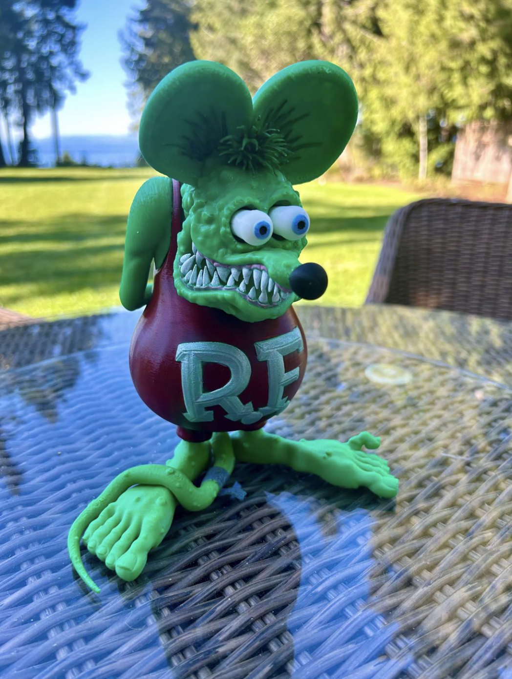 Rat Fink figurine, Large hand painted Rat Fink collectible, Ed Roth Big Daddy Rat Fink statue/figurine, 8" tall Rat Fink collectible