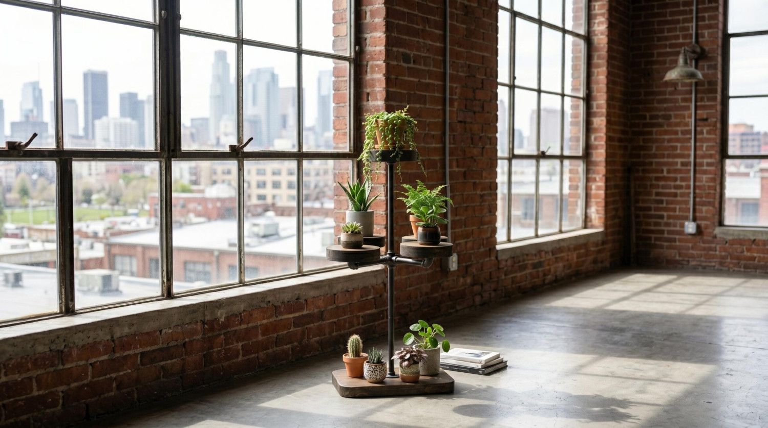 3 Tier Industrial Plant Stand | Pipe Plant Hanger | Indoor Vertical Plant Display